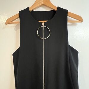 Black Sleeveless Jumpsuit with Zipper Detail